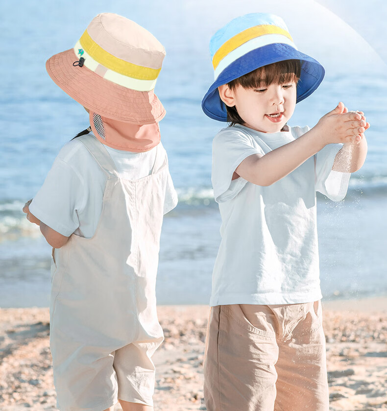 SHUKIKU Kids Sun Protection Hat UV Adjustable Breathable Bucket Hat Yellow Blue Elephant Size M 7