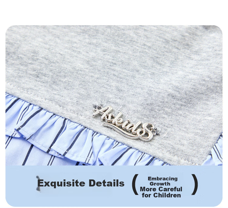ASK JUNIOR Kids Hoodie 2026 Spring Striped Colorblock Sportswear Girls' Academy Style Ruffle Top 15
