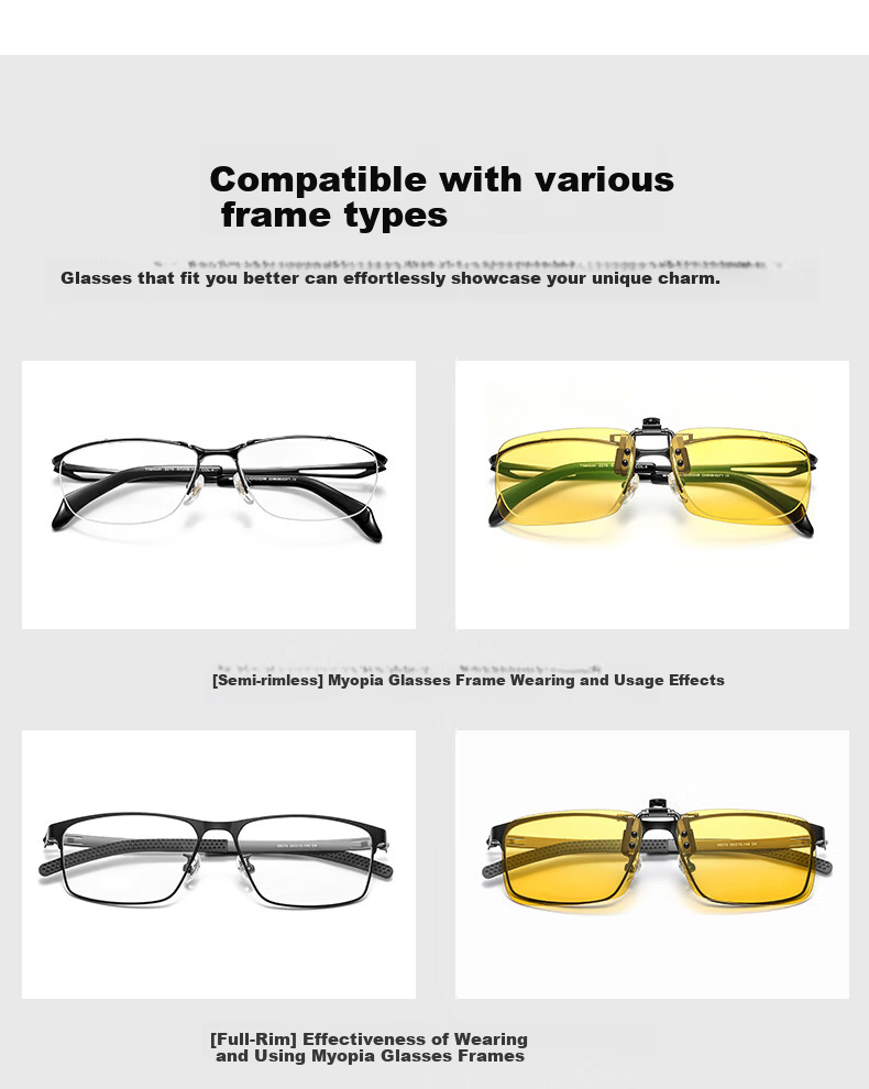 Jiaboli Night Vision Clip-On Polarized Photochromic Sunglasses for Driving, Unisex Flip-Up Day and Night Use Glasses 15