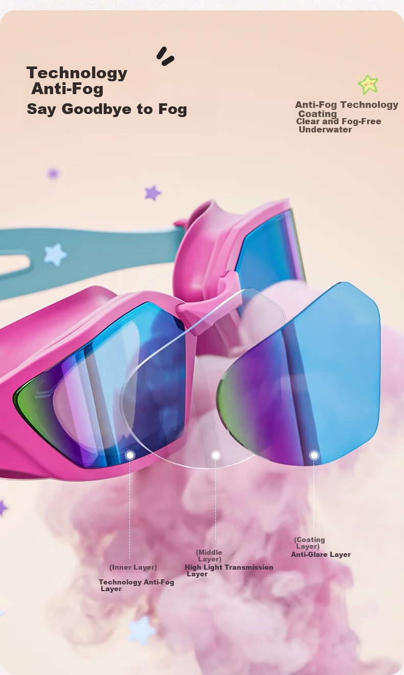 JEEP Kids Swimming Goggles Boys Waterproof Anti-Fog HD Youth Girls Swim Glasses Sea Salt Ice Blue 300° 3