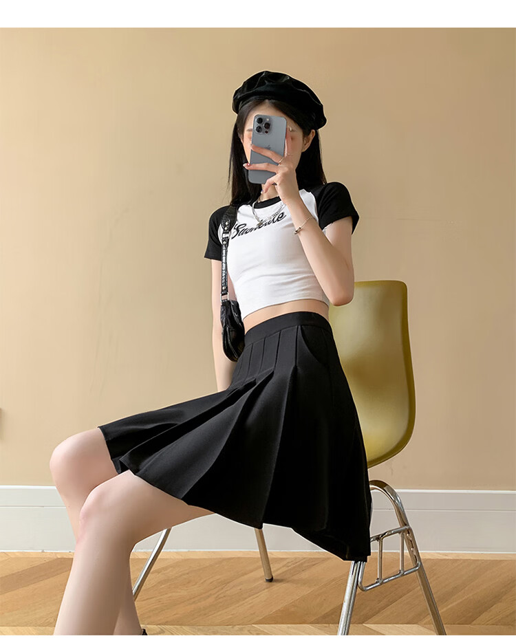 Free Style Pocket Pleated Skirt for Women Petite High Waist Anti-Exposure Blazer Mini Skirt 2026 New Summer Bodycon Skirt 16