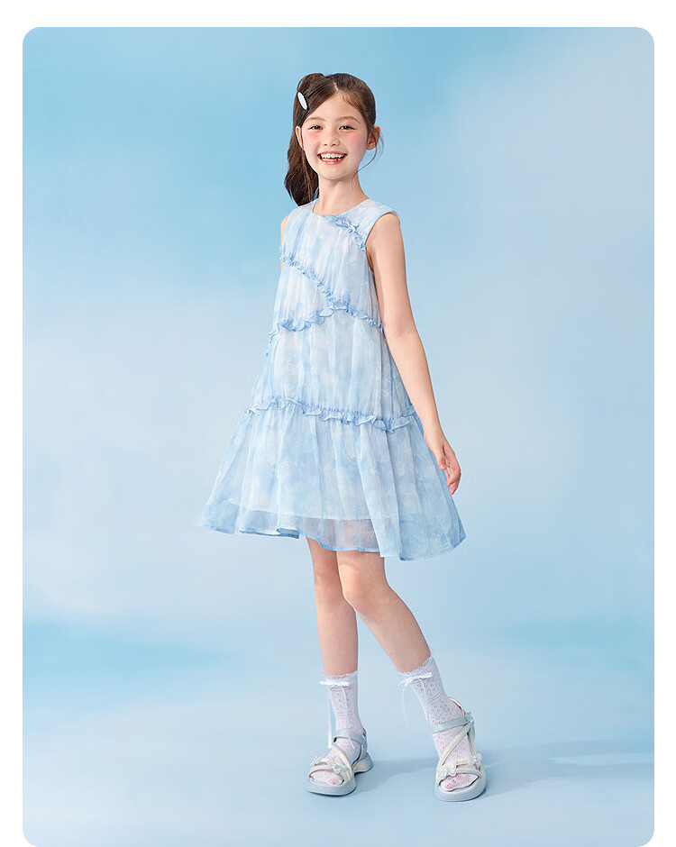 Balabala Kids Sleeveless Dress 2026 Summer New Girls Princess Dress Sweet Fashionable 18