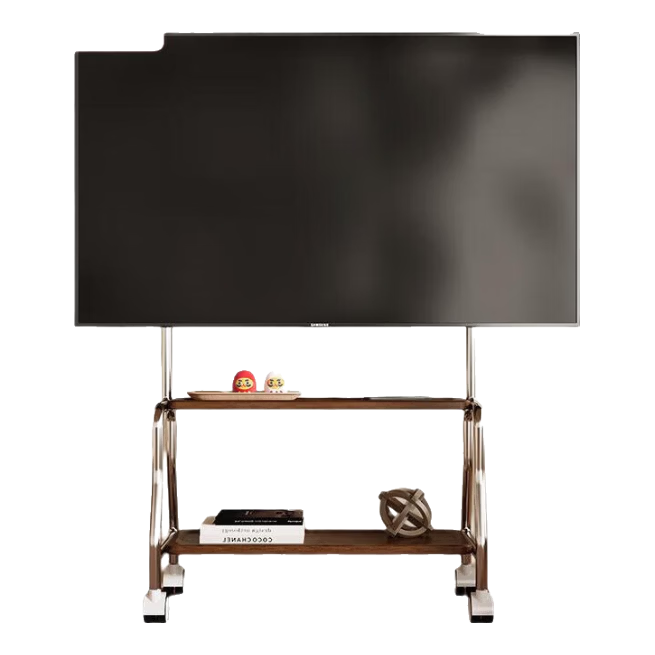 Beishi 32-75 Inch Mobile TV Stand TV Cabinet, Stainless Steel New Chinese Style Universal Floor-Standing TV Mount, Video Conference Display Cart, Multi-Brand Universal