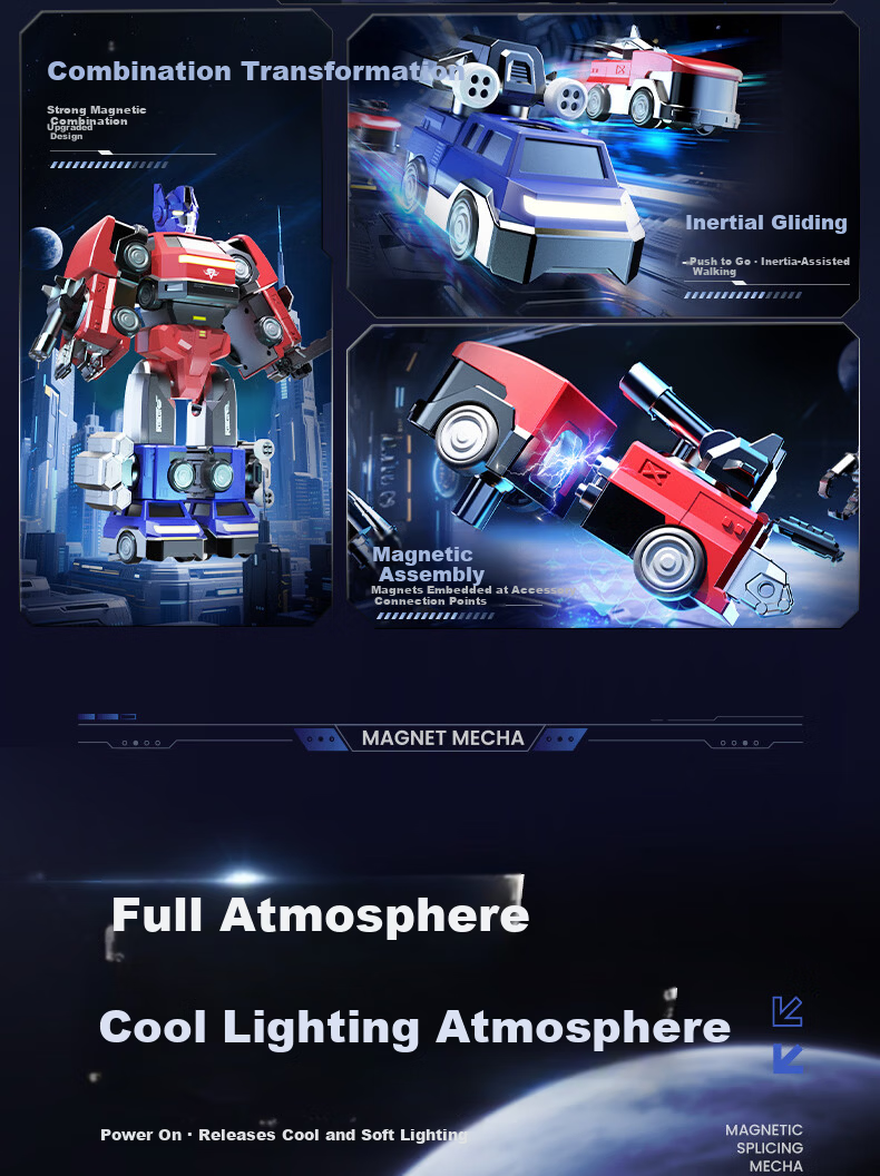 Guangduola Children's Toy 3-6 Years Magnetic Robot Transformable Building Block Model Car Boys Birthday New Year Gift 2