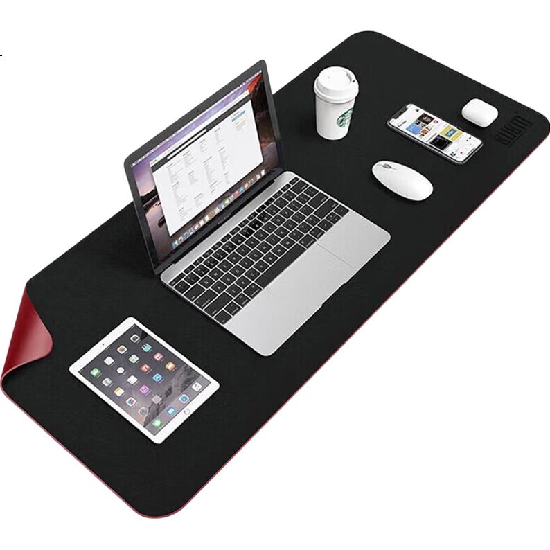 JPLAYER Double-Sided Office Desk Mat Mouse Pad 60*30cm Laptop Keyboard Pad for Office And Home Use Writing Desk Mat Leather Waterproof Pad Customizable Black + Cinnabar Red