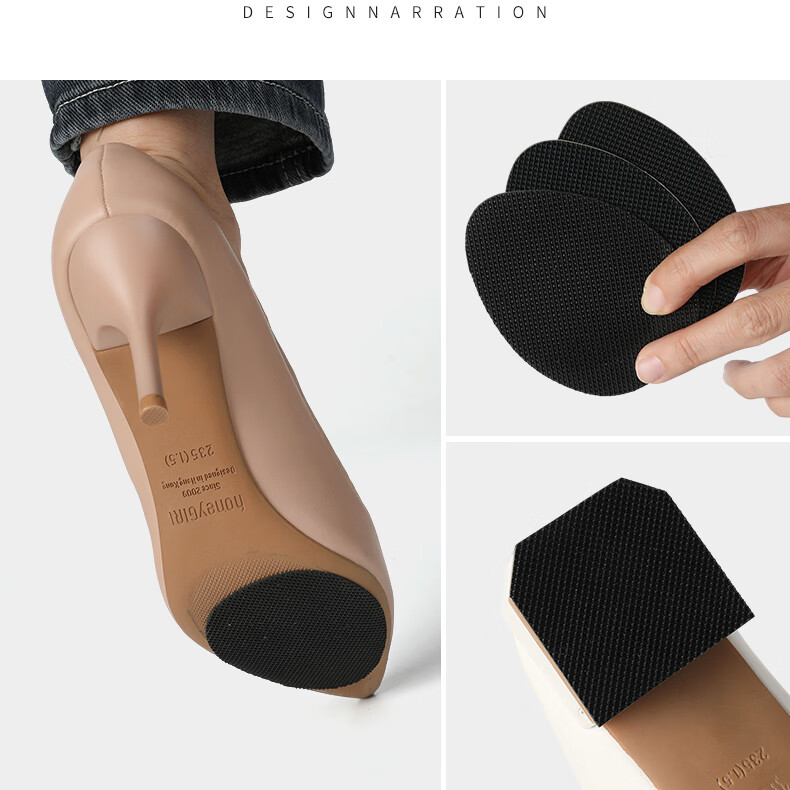 FOOTOPPO Non-Slip Shoe Sole Pads High Heel Anti-Wear Shoe Repair Durable 3M Adhesive Self-Adhesive Noise-Reducing Shoe Stickers 24