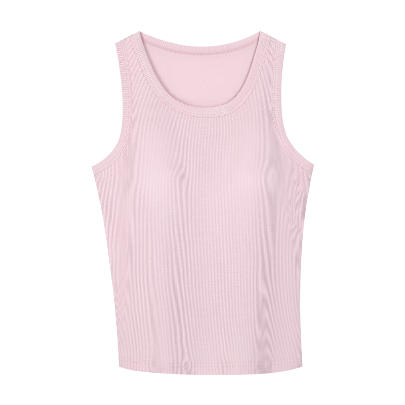 Hodo Women's 10A Antibacterial Smooth Modal Stretch Vest with Chest Pad, No-Bra Yoga Sports Round Neck Tank Top