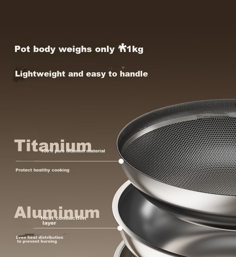 SUPOR JD Exclusive Pure Titanium Non-Coated Lightweight Non-Stick Frying Pan 100% Pure Titanium Plate 32cm Compatible with All Stoves 21