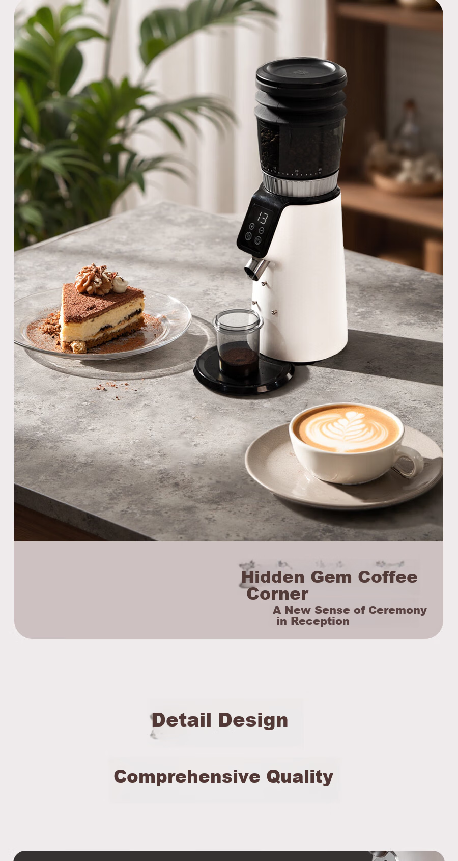 AEOMJK Automatic Electric Coffee Bean Grinder 25-Level Adjustable Home and Commercial Grinder with Commercial Blade G004 18