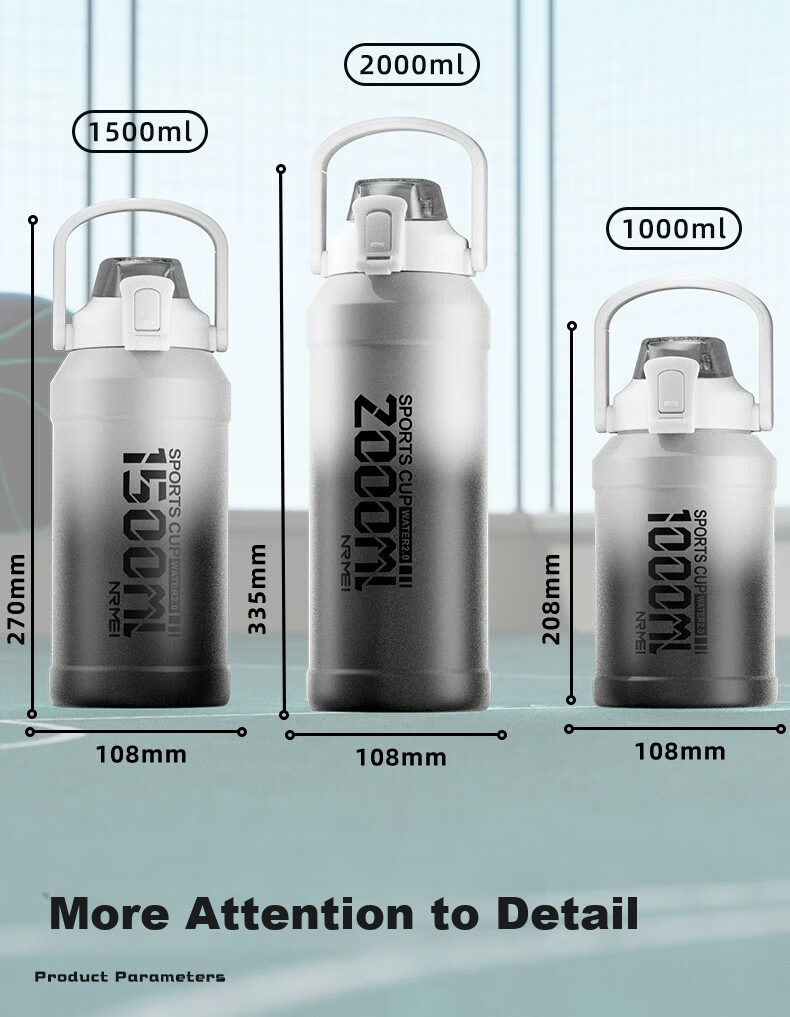 NRMEi Large Capacity Insulated Water Bottle for Men with Tea Separation, Portable Outdoor Sports Student Straw Cup 18