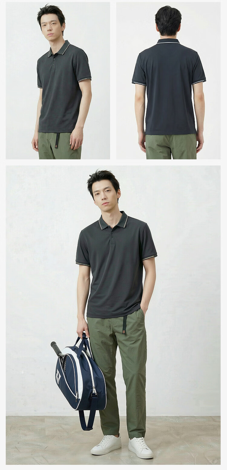 JD Jingzao Ice Jade Polo Shirt Men's Short Sleeve T-Shirt Premium Spring Summer New Lapel Casual Business Top Cloud Gray Blue L 15
