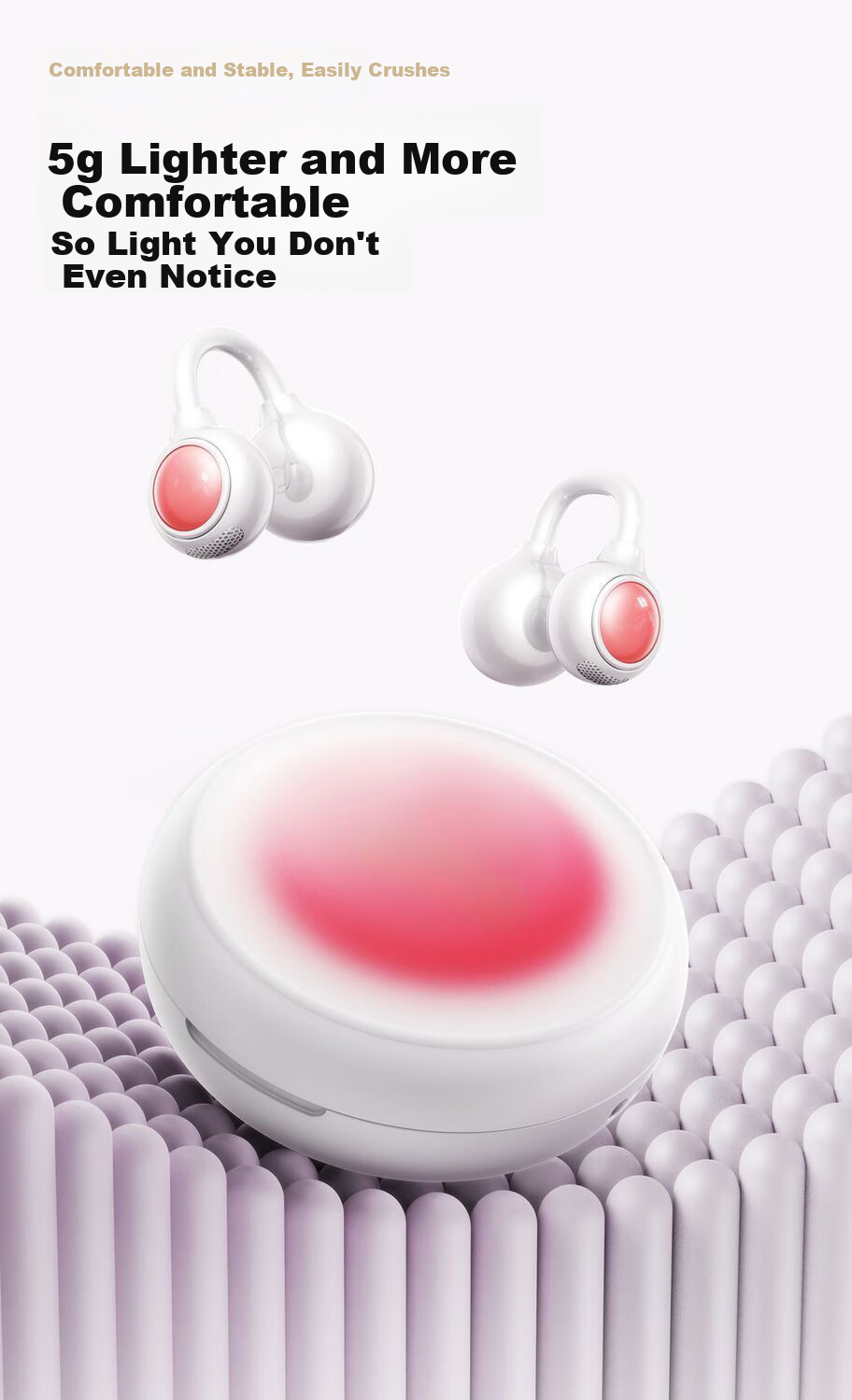 Chuangu 2026 Latest HIFI Sound Quality Bluetooth Bone Conduction Clip-On Wireless Open-Ear Earphones Noise Cancelling Comfortable Long Battery Life for Running 8