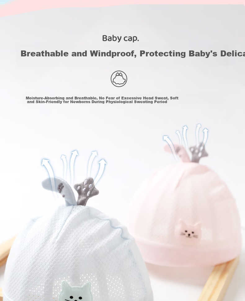 Benaxi Baby Hat Summer Thin Newborn Soft Fontanelle Cap Infant Spring Summer Cooling Hat Toddler Summer Hat 12