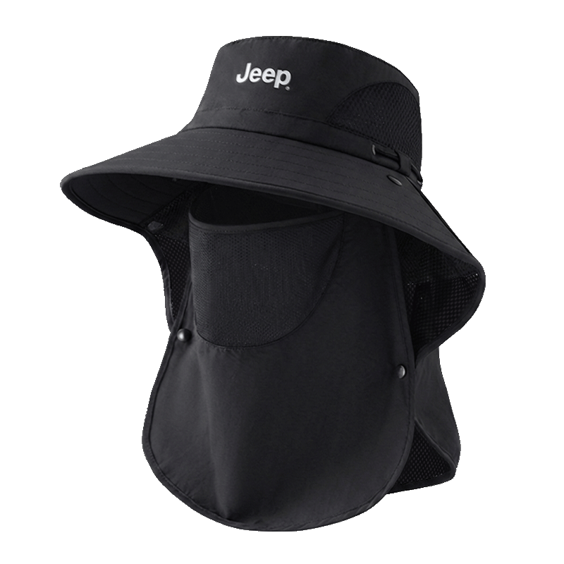 JEEP Men's Sun Protection Hat UV Protection Summer Fisherman Outdoor Hiking Wide Brim Sun Hat