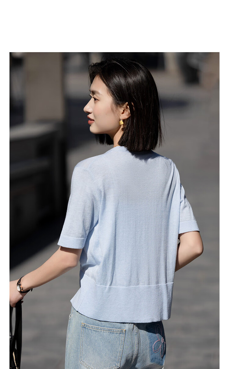 Demana [Mulberry Silk Blend] Spring Elegant Two-in-One Colorblock V-Neck Cardigan Slimming Women's Knitwear 11