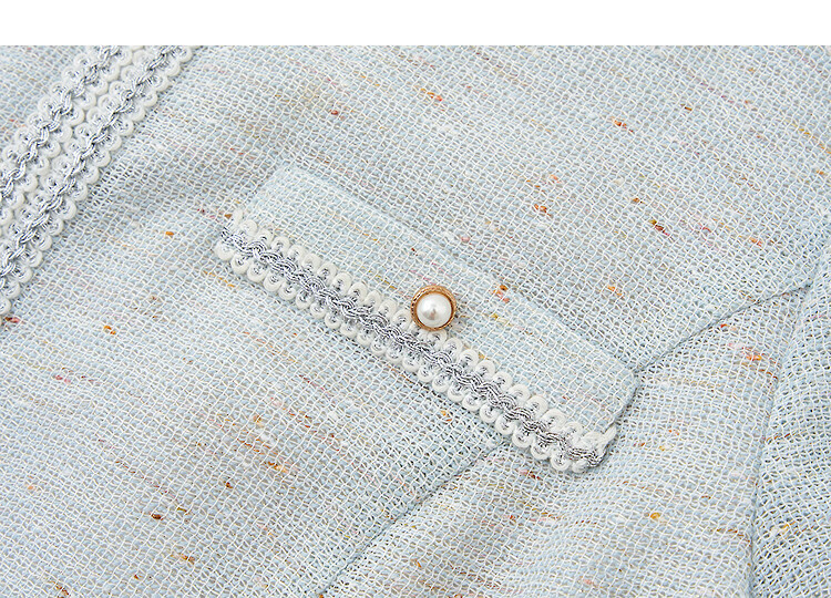 Demana Urban Socialite Summer Tweed V-Neck Fake Pocket Ribbon Slimming Concealing Dress for Women Premium 17