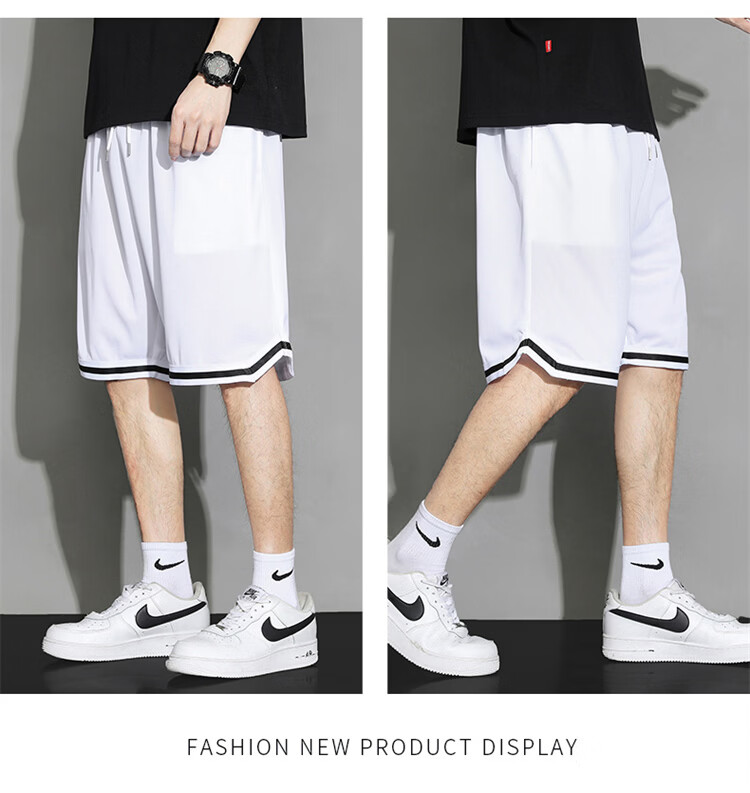 NASA GISS Men's Shorts Summer Ice Silk Thin Soft Loose Breathable Sports Basketball Five-Point Pants Black XL 13