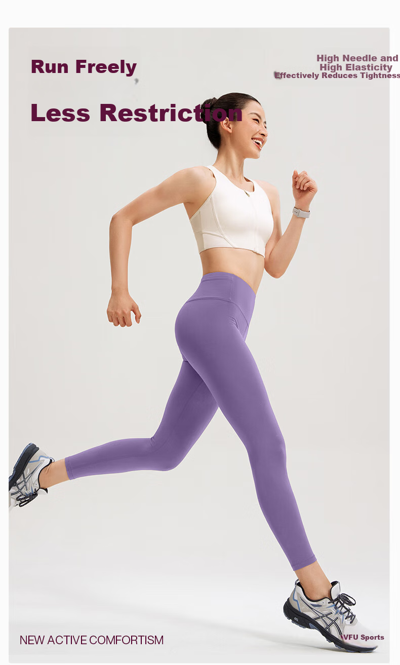 VFU Leap Running High-Elastic Quick-Dry 9/10 Length Women's High-Waist Hip-Lifting Yoga Pants Fitness Set Ebony Brown M 3