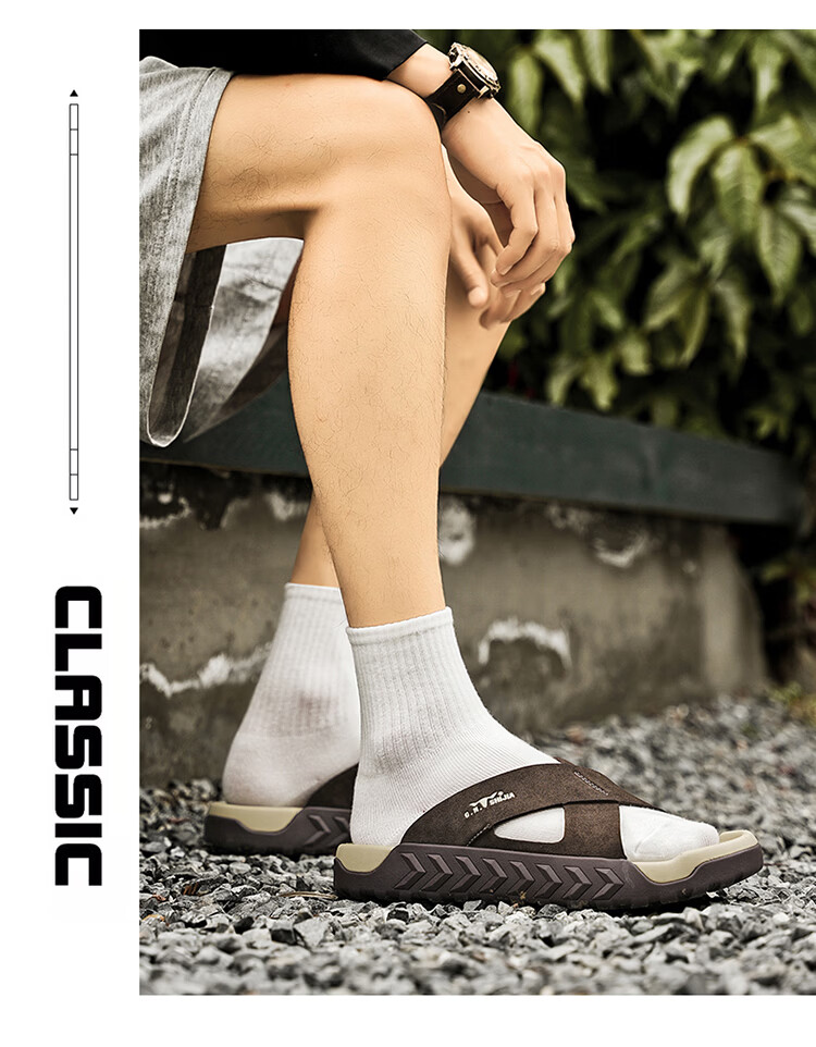 Bull Family Men's Summer New Outdoor Slippers Casual Breathable Beach Sandals Retro Versatile Roman Slippers 8