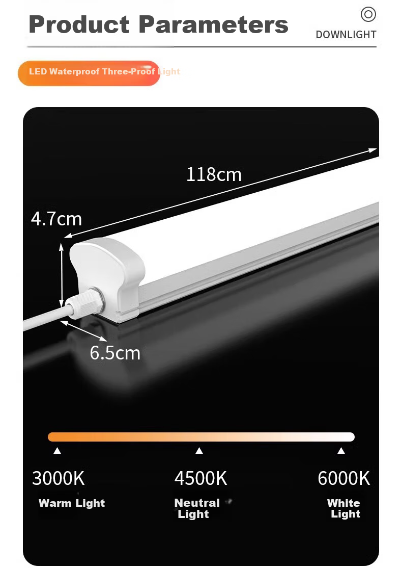 Fanyao LED Tube Light IP65 Waterproof Integrated Bracket Light Frostproof Moistureproof Dustproof Workshop Factory Cold Storage Lighting White Light - 1.2m - 36W 19