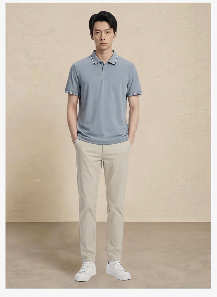 JD Jingzao Ice Jade Polo Shirt Men's Short Sleeve T-Shirt Premium Spring Summer New Lapel Casual Business Top Cloud Gray Blue L 18