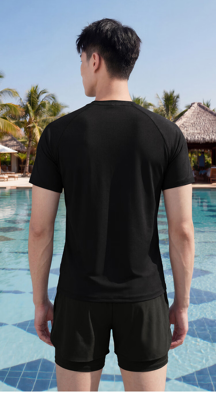 ERKE Men's Two-Piece Large Size Swimwear Anti-Embarrassment Swimming Trunks Professional Swimming Gear Hot Spring Men's Swimsuit 3