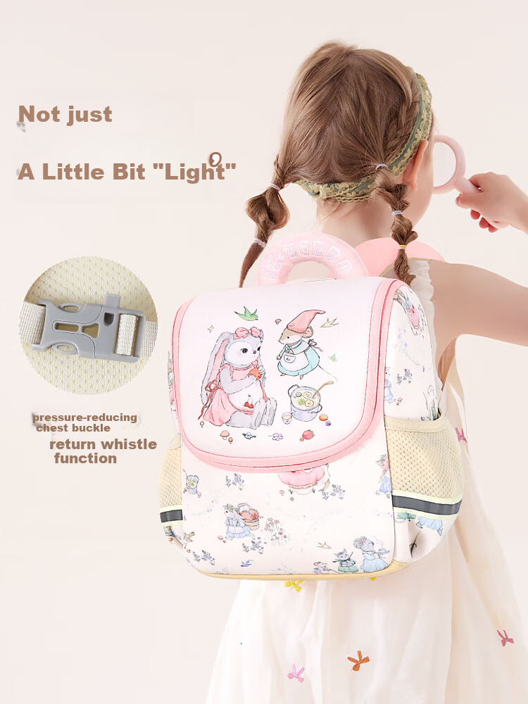 S.X-ZEBRA Kids Kindergarten Backpack Boys Girls Baby Lightweight Cute School Bag White Pink 2