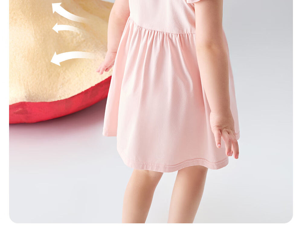 Betis Girls Summer Dress Children's Long Dress Thin Princess Breathable Sweat-Absorbing Polo Collar Baby Dress with Small Flutter Sleeves 12