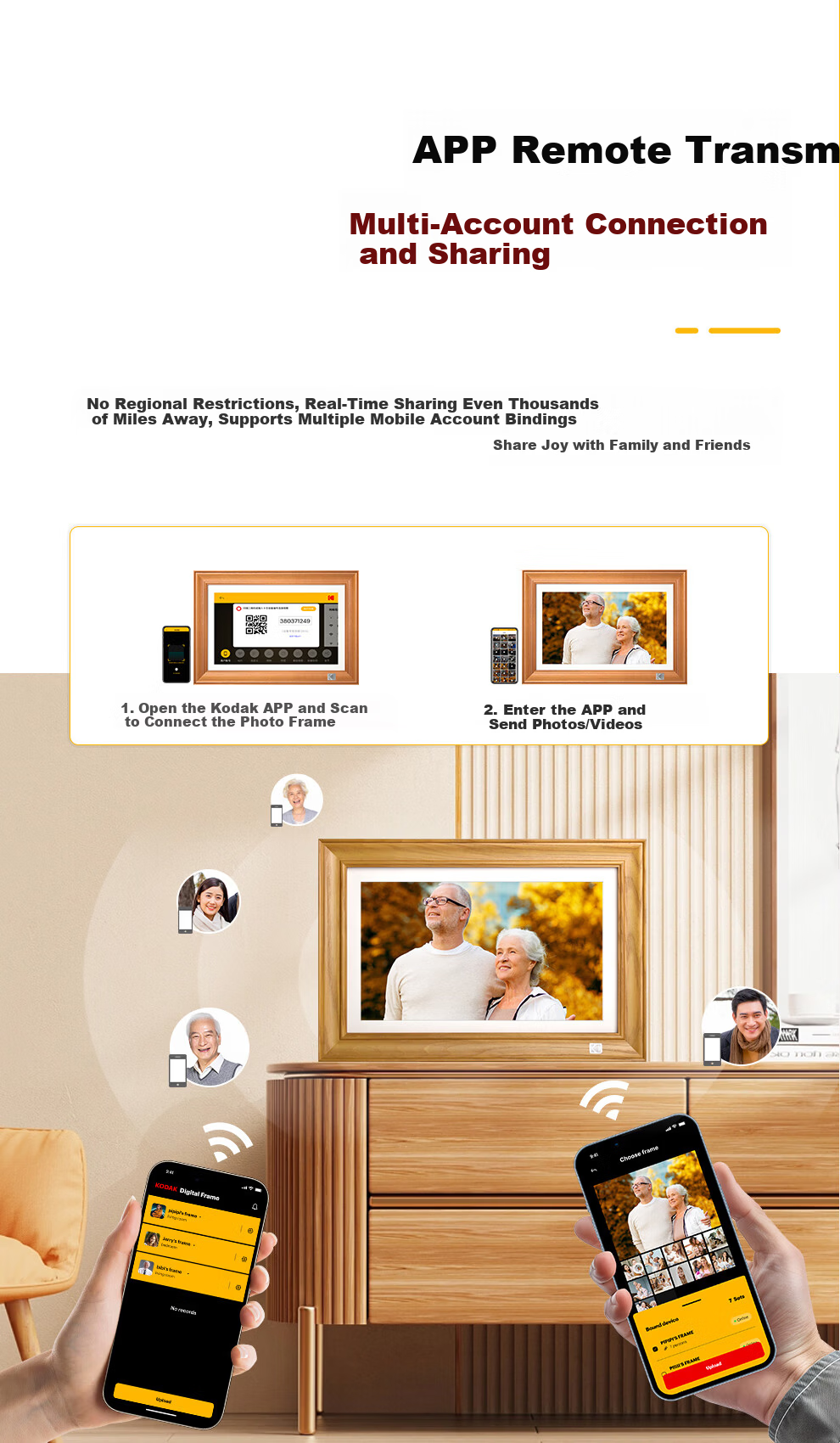 KODAK 141 Digital Photo Frame 14.1-inch HD Touchscreen Photo and Video Player Natural Wood Color 4