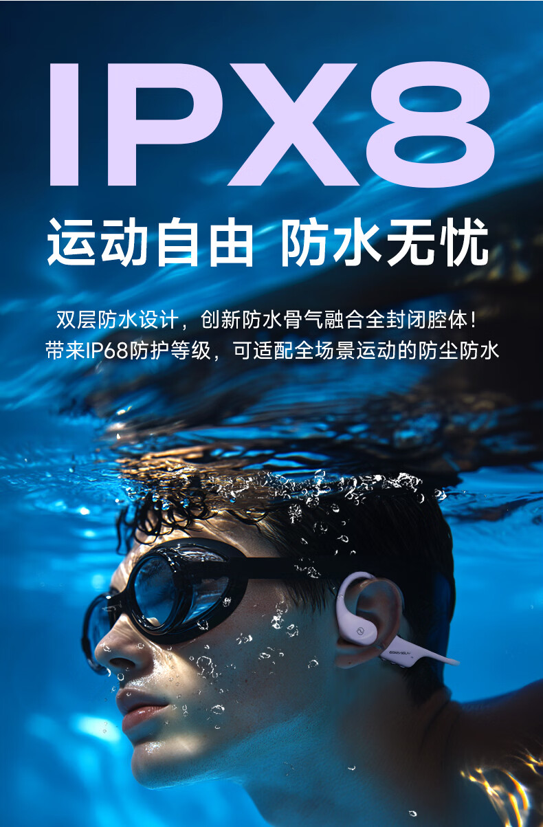 Gamma S1 Bone Conduction Swimming Headphones Open-Ear Sports Bluetooth Earphones IPX8 Waterproof 32GB MP3 Running Cycling Fitness 10