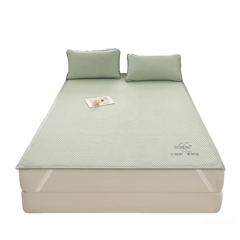 Hongdou Class A Ice Silk Three-Piece Cooling Mat Set Summer Soft Ice Silk Dormitory Cooling Mat 1.8*2m Green