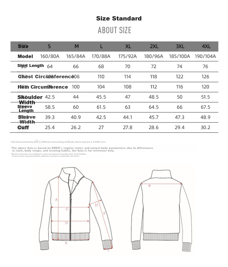 ERKE Men's Spring Zip-up Hoodie Jacket Stand Collar Long Sleeve Knit Windproof Cuffed Casual Sports Jacket Windbreaker 18