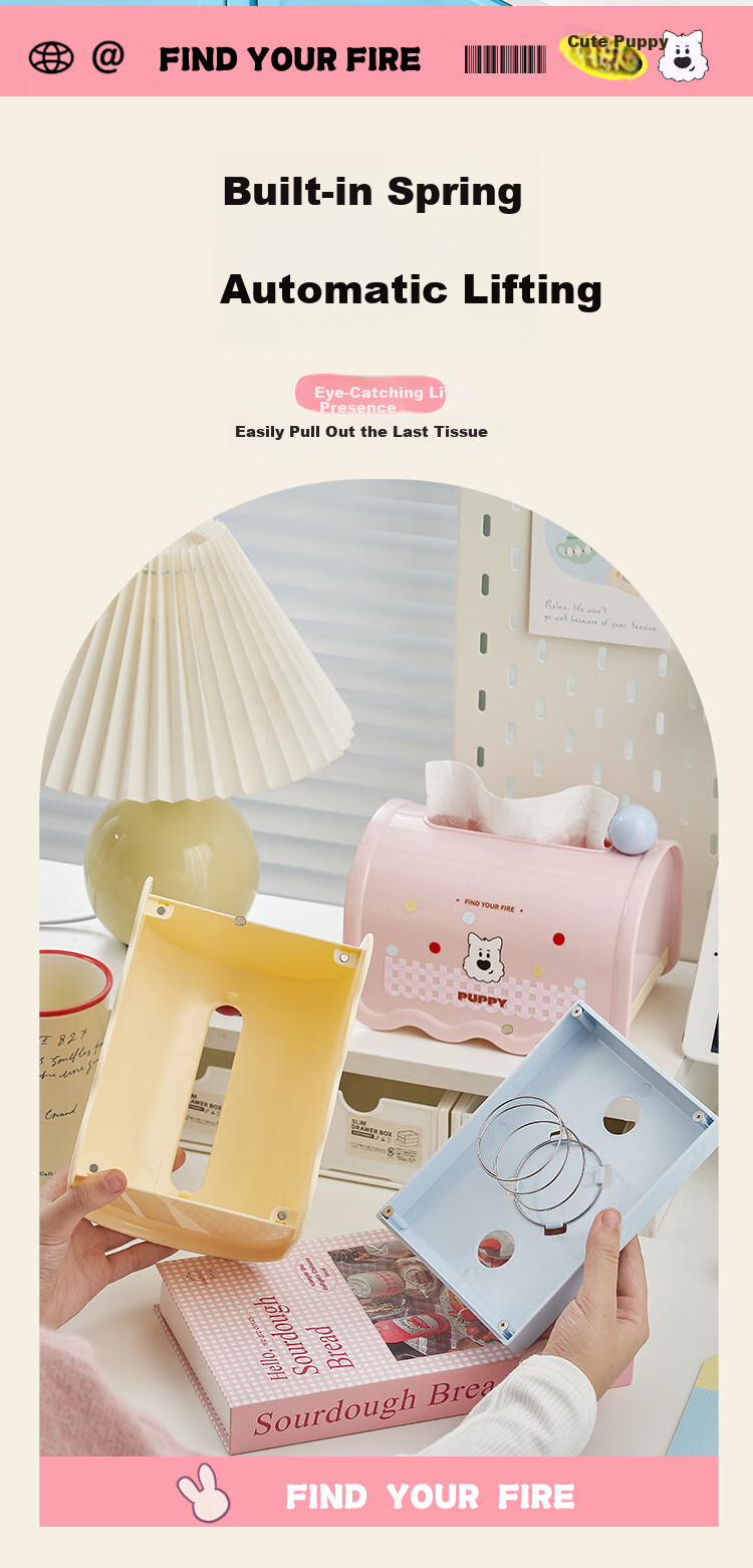UBILI Creative Tissue Box with Spring, High-End Stylish Napkin Holder for Living Room Desktop Decoration, Model 7084 Blue 4