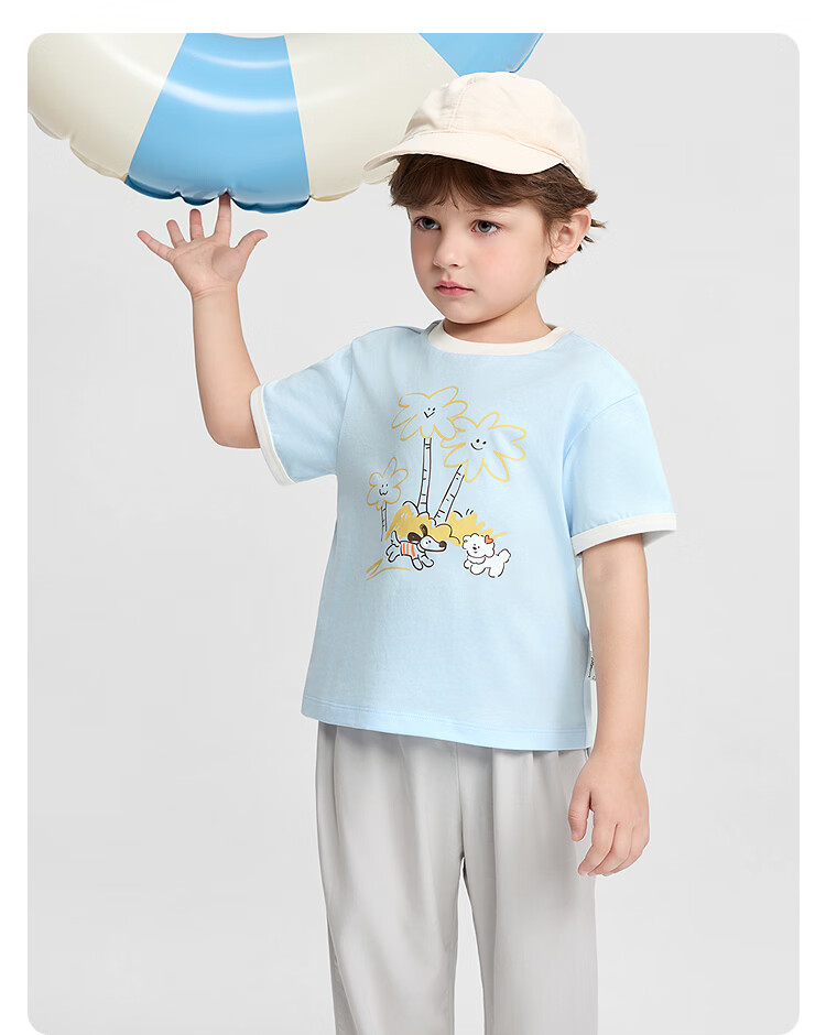 Balabala Kids Short Sleeve Set Girls Boys Baby Two-Piece 2026 New Summer Cotton Feel T-Shirt and Pants Trend 8