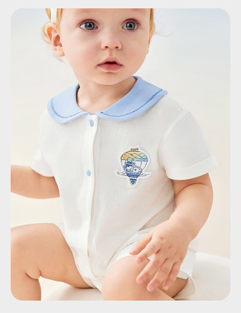 Babycare Pure Cotton Short Sleeve Romper Baby Jumpsuit Boys Girls Moisture Absorption Breathable Doka Manor 90cm 22