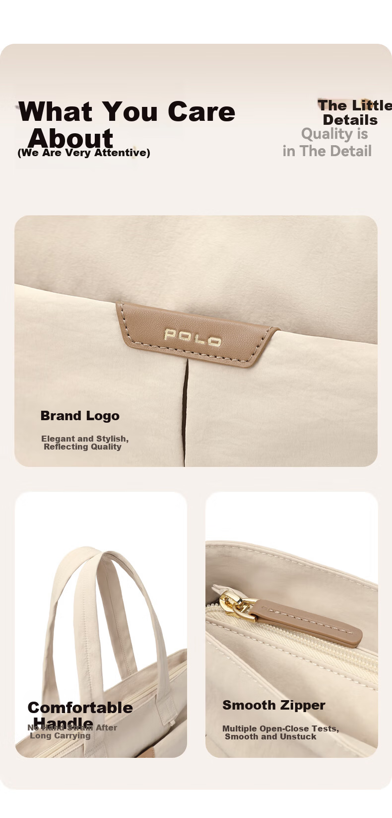 POLO Women's Shoulder Bag Handbag Large Capacity Tote Bag 14/15.6 Inch Laptop Bag Casual Commuter Birthday Gift 8