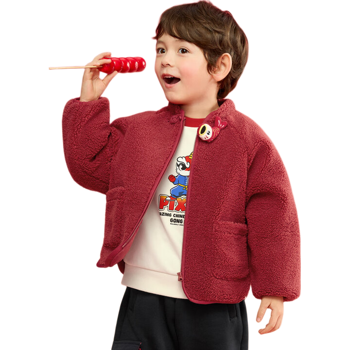 BALABALA Boys' Cotton Jacket, Girls' Padded Coat, Baby Winter Clothing, New Year's Outfit, Plush Outerwear, 208125106201