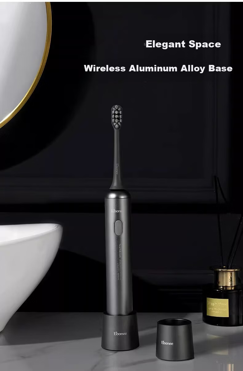 Ebonee High-End Business German Precision Aluminum Alloy Adult Sonic Electric Toothbrush Luxury Men's Powerful Cleaning Gum Care Metal Base Birthday Gift Box Set 12