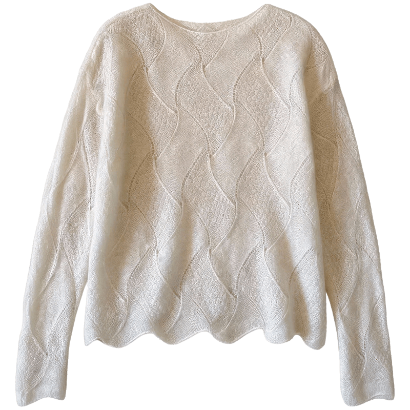 Demana Romantic Utopia Spring Elegant Round Neck Diamond Pattern Jacquard Slimming Knit Sweater for Women