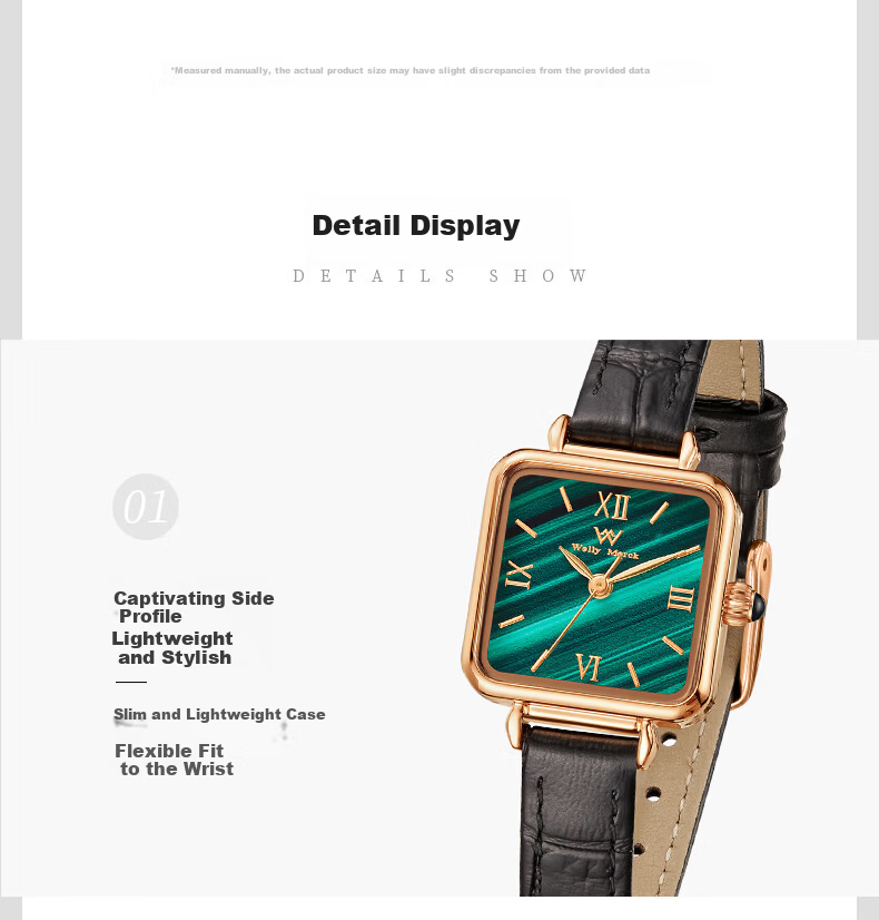 Welly Merck Women's Small Green Watch Square Minimalist Quartz Waterproof Birthday Gift for Her Qixi Festival 9