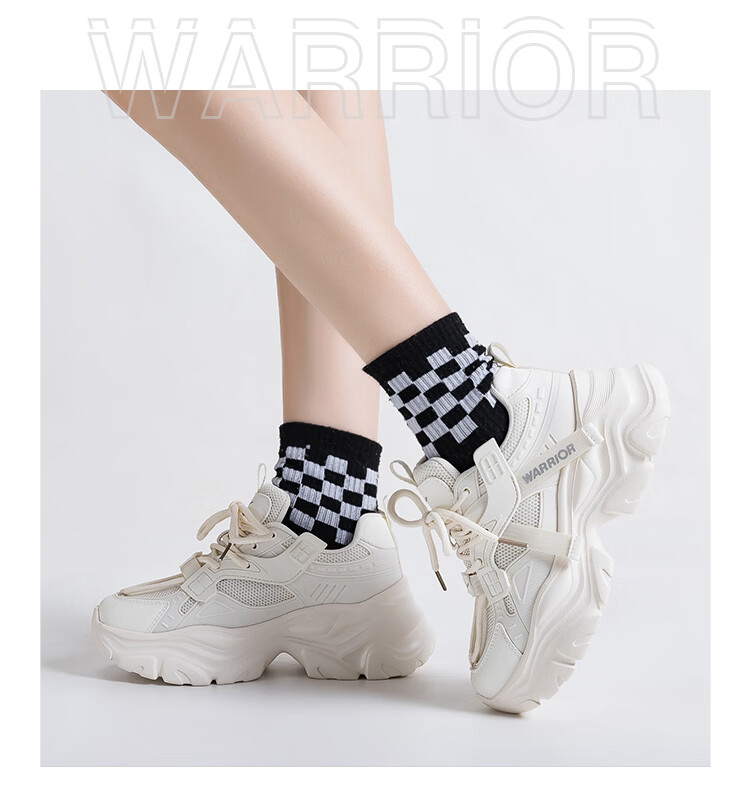 Warrior Thick-Soled Dad Shoes for Women Height Increasing Lightweight Breathable Casual Sports Shoes 402 Beige Size 40 11
