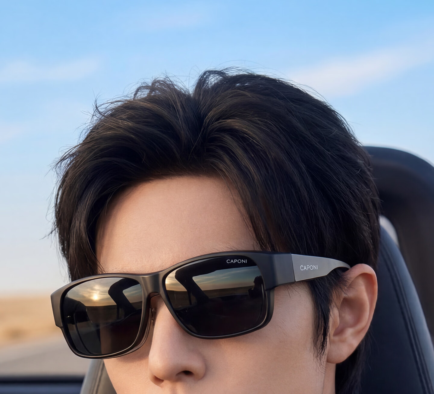 CAPONI Prescription Sunglasses Clip-On Photochromic Polarized HUD Display Day and Night Driving Glasses for Men 10