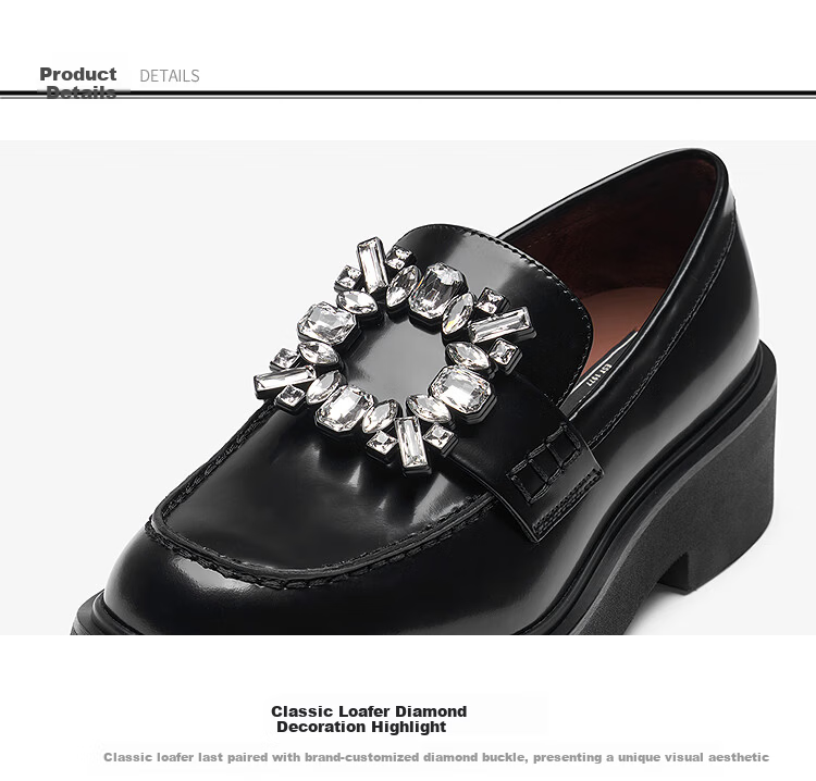 Le Saunda Genuine Leather Commuter Black Chunky Heel Loafers Women 6T45103 Night Black BKB Size 35 3