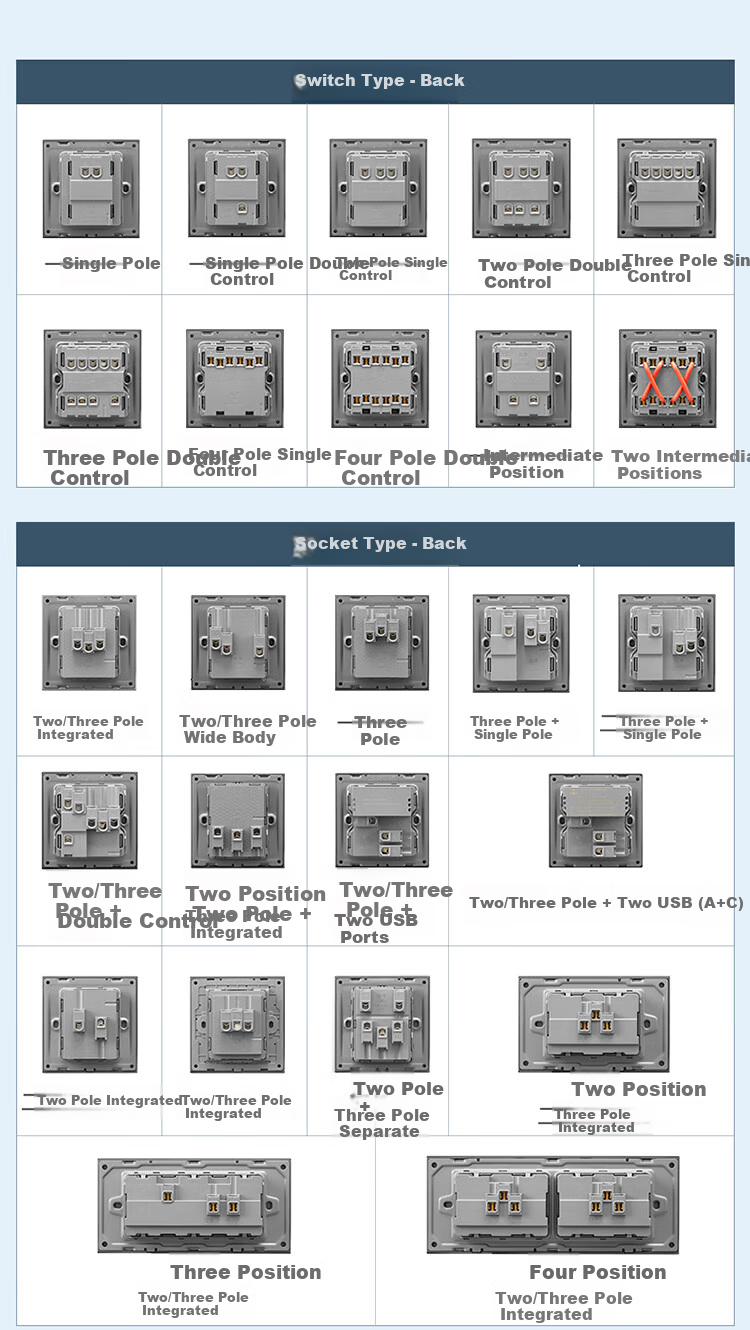 BULL Switch Socket G57 Butterfly Ultra-Thin Series Two-Gang Multi-Control Large Panel Switch G57K214 Ink Cloud Gray 17