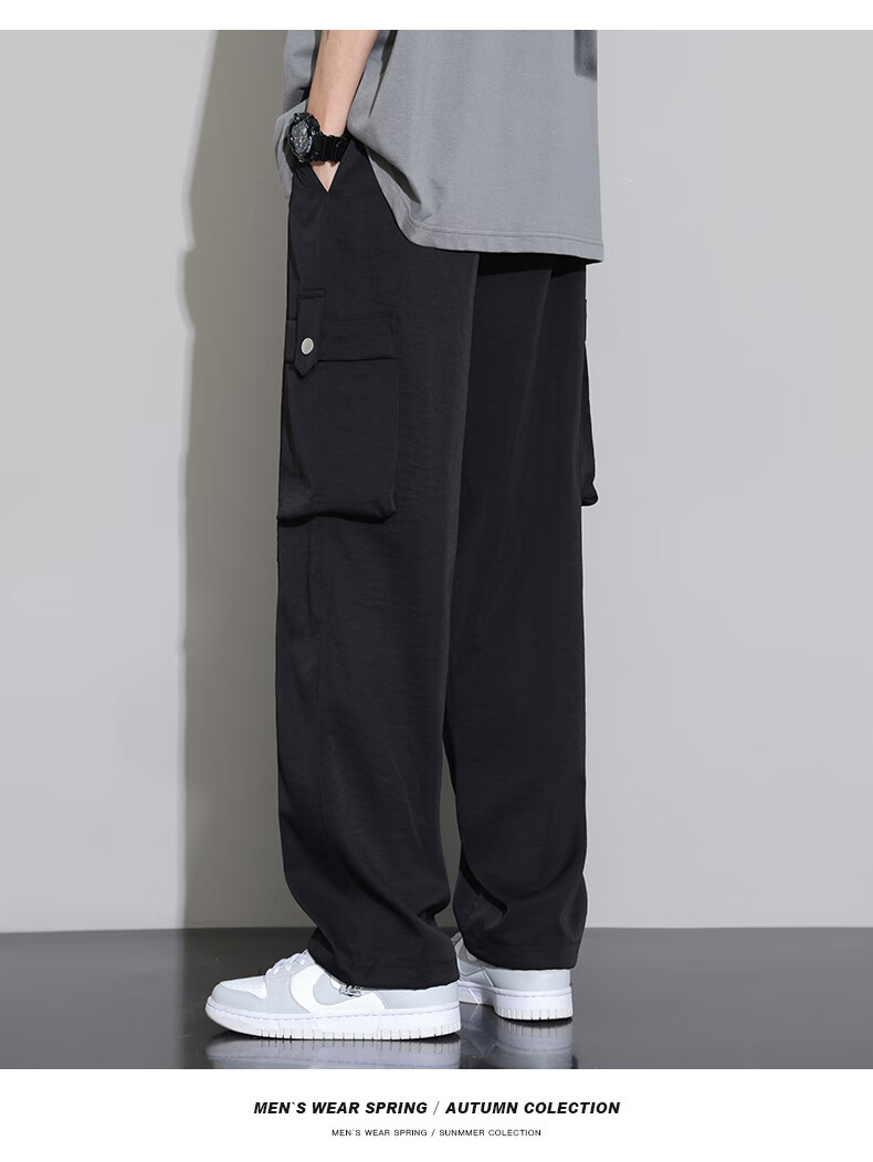 Dingfengbaoluo Casual Pants for Men, Summer Heavyweight Trendy Brand, Loose-Fitting Joggers, Fashionable Versatile Athletic Sweatpants, K602 Black 2XL 7