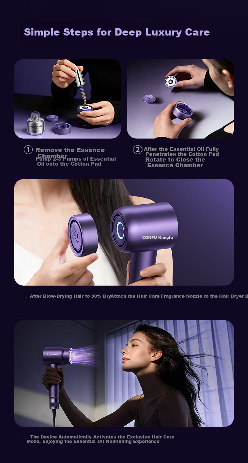 CONFU Silk3 Diamond Light Water Ion High-Speed Hair Dryer Fast Drying 120,000 RPM Home Use High Power Damage-Free Hair Blow Dryer Birthday Gift Star Shimmer Gold Standard Edition Price Guarantee 618 17