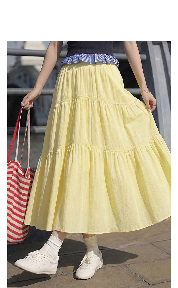 Demana Romantic Story Summer Lightweight Elastic Waist Three-Layer Cake Skirt Loose Slim High-End Women's Skirt 13