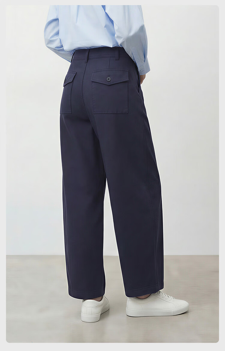 JD Jingzao Curved Blade Pants Women 2026 New Casual Pants Spring Autumn Sports Loose Low Hip Dark Sea Blue M 22
