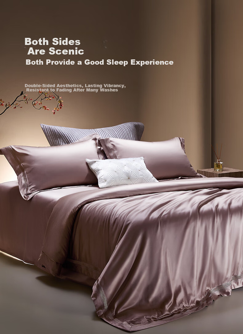 Luolai Home Textiles 140-Thread Count Pima Cotton Four-Piece Set Luxury Pure Cotton Bedding Pink 220*250cm 7