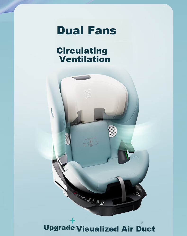 Babyfirst Lingyue 3+ Child Safety Car Seat 0-7 Years Old Baby Car Seat Sunshade Intelligent Ventilation Milk Tea Apricot 12